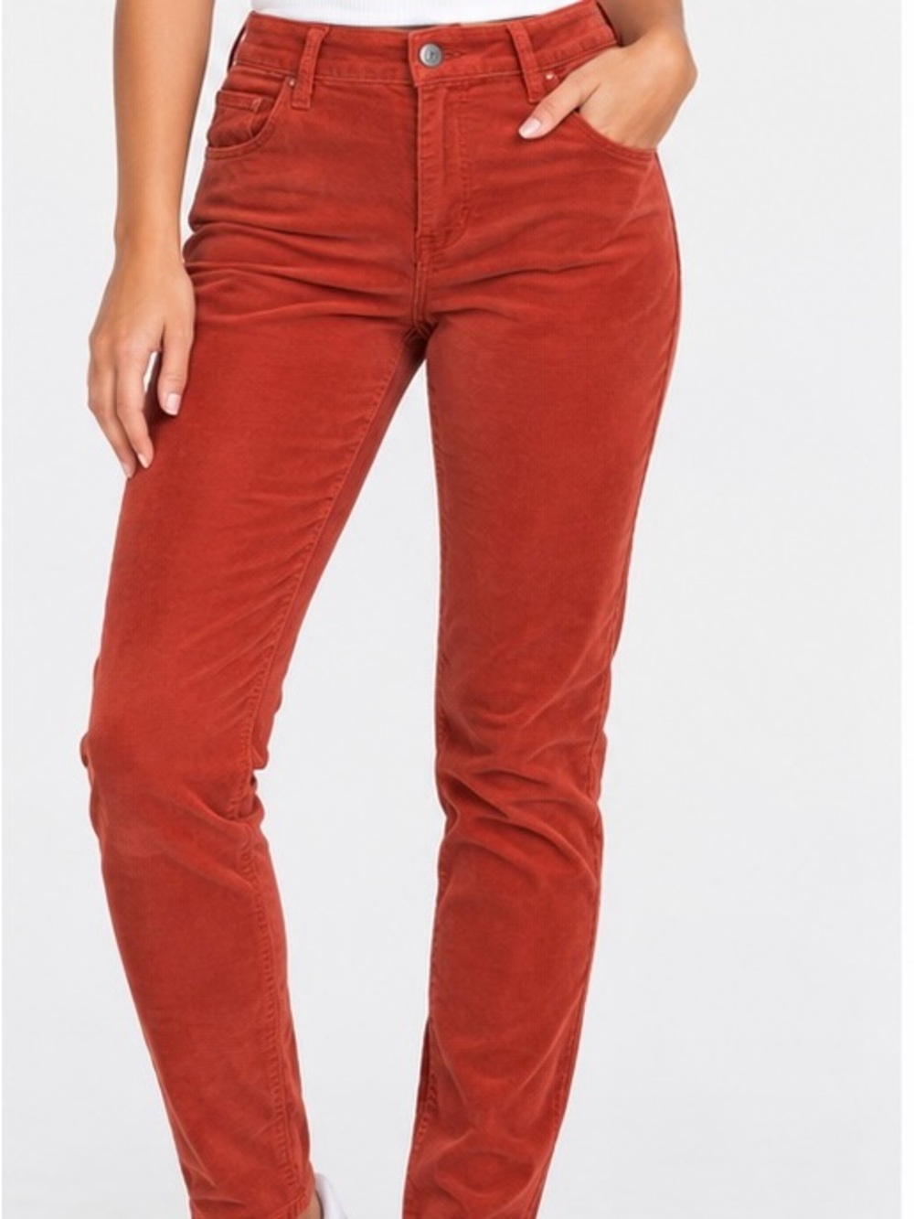Ann Taylor High-Rise Corduroy Jeans in Rust Orange